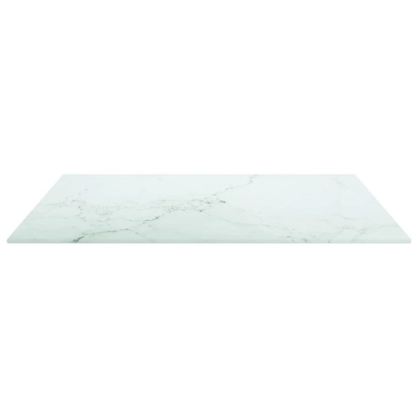 Blat masă alb 60x60cm 6mm sticlă securizată, design de marmură