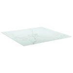 Blat masă alb 80×80 cm 6 mm sticlă securizată design marmură