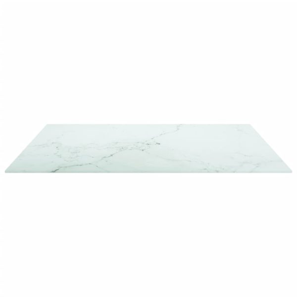 Blat masă alb 80×80 cm 6 mm sticlă securizată design marmură