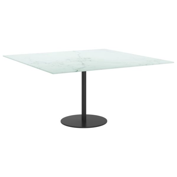 Blat masă alb 80×80 cm 6 mm sticlă securizată design marmură
