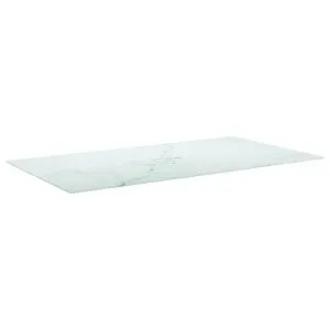 Blat masă alb 120x65cm 8mm sticlă securizată, design de marmură