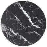 Blat masă negru Ø40×0,8 cm, sticlă securizată cu design marmură