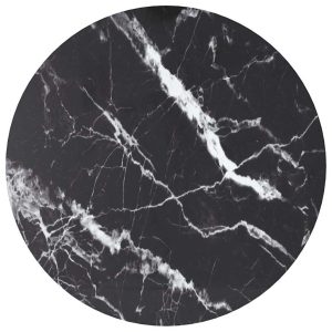 Blat masă negru Ø40×0,8 cm, sticlă securizată cu design marmură