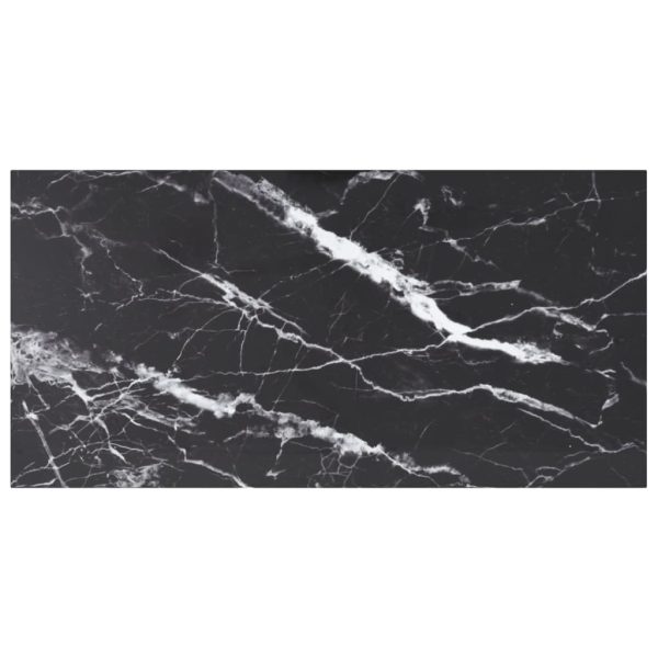 Blat masă negru 100×50 cm 6 mm sticlă securizată design marmură