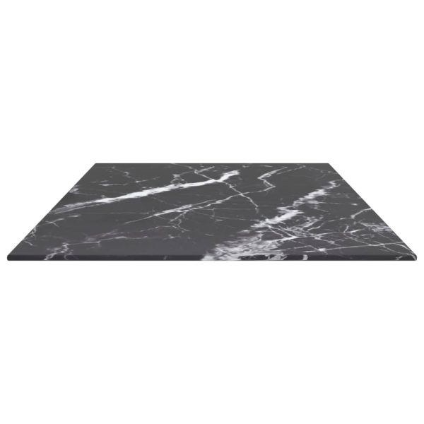 Blat masă negru 100×50 cm 6 mm sticlă securizată design marmură