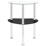 Masă laterală 2 niveluri transparent/negru 38x38x50 cm sticlă