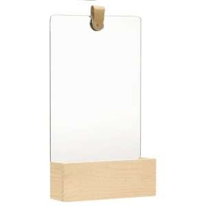 Oglindă de perete, 23×39,5 cm, lemn masiv de pin