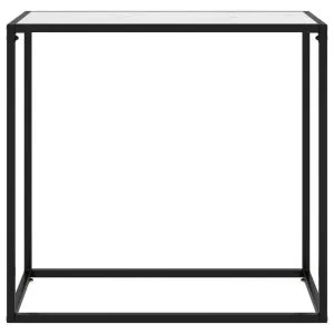 Masă consolă, alb, 80x35x75 cm, sticlă securizată