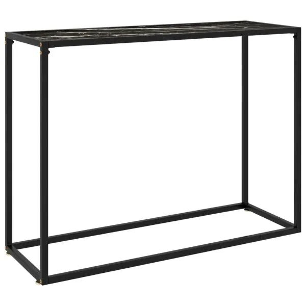 Masă consolă, negru, 100x35x75 cm, sticlă securizată