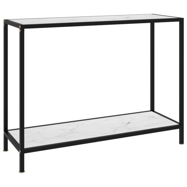 Masă consolă, alb, 100 x 35 x 75 cm, sticlă securizată