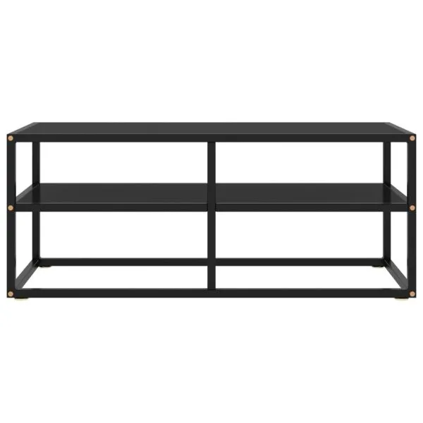 Comodă TV neagră cu sticlă neagră, 100 x 40 x 40 cm
