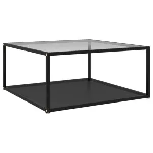 Măsuță de cafea transparent/negru 80x80x35 cm sticlă securizată