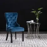 Scaune de bucătărie, 4 buc., albastru, catifea
