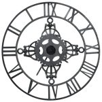 Ceas de perete, argintiu, 78 cm, metal