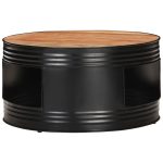 Măsuță de cafea, negru, 68 x 68 x 36 cm, lemn masiv de acacia