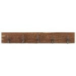 Cuier de hol cu 5 cârlige, 100×2,5×15 cm, lemn masiv reciclat