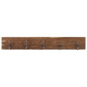Cuier de hol cu 5 cârlige, 100×2,5×15 cm, lemn masiv reciclat
