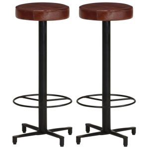 Scaune de bar, 2 buc., 76 cm, piele naturală