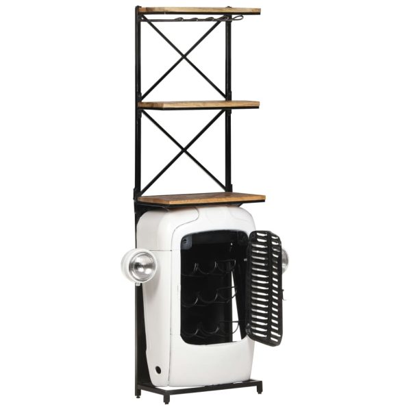 Dulap de vin design tractor alb 49x31x172 cm mango nefinisat
