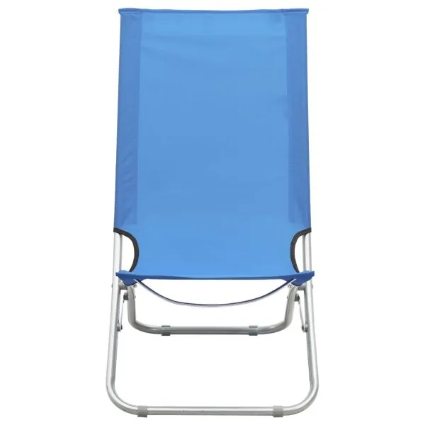 Scaune de plajă pliante, 2 buc., albastru, material textil