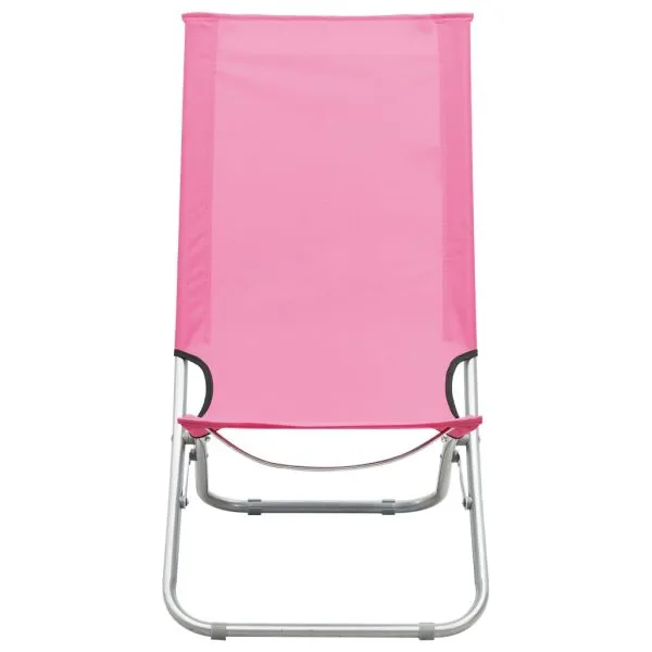 Scaune de plajă pliante, 2 buc., roz, material textil
