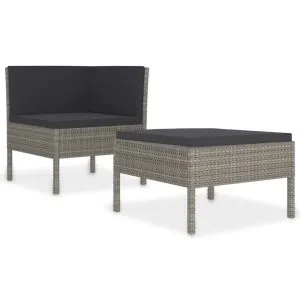 Set mobilier de grădină cu perne, 2 piese, gri, poliratan