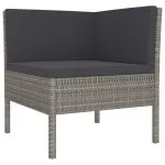 Set mobilier de grădină cu perne, 2 piese, gri, poliratan