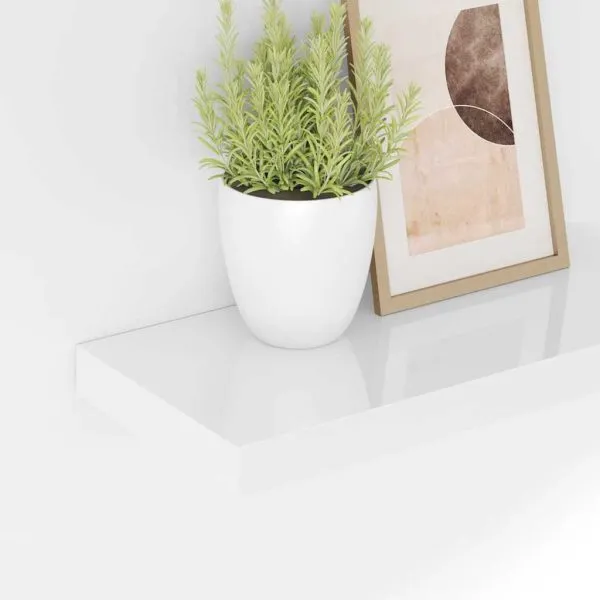 Raft de perete suspendat, alb extralucios, 40x23x3,8 cm, MDF