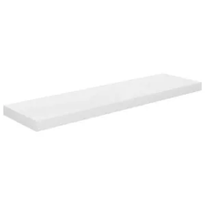 Raft de perete suspendat, alb extralucios, 90×23,5×3,8 cm, MDF