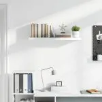 Raft de perete suspendat, alb extralucios, 90×23,5×3,8 cm, MDF