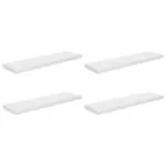 Rafturi de perete, 4 buc., alb extralucios, 90×23,5×3,8 cm, MDF