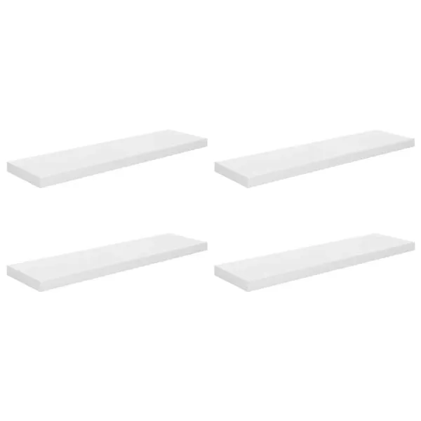 Rafturi de perete, 4 buc., alb extralucios, 90×23,5×3,8 cm, MDF