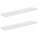 Rafturi de perete, 2 buc., alb extralucios, 120×23,5×3,8 cm MDF