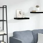Raft de perete suspendat, negru extralucios, 40x23x3,8 cm, MDF