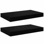 Rafturi de perete, 2 buc., negru extralucios, 40x23x3,8 cm, MDF