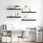 Rafturi de perete 4 buc. negru extralucios, 90×23,5×3,8 cm, MDF