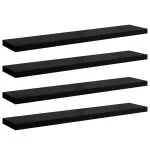 Rafturi de perete 4 buc. negru extralucios 120×23,5×3,8 cm MDF