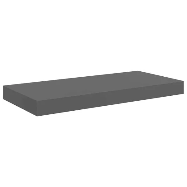 Raft de perete suspendat, gri extralucios, 50x23x3,8 cm, MDF