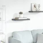 Raft de perete suspendat, gri extralucios, 50x23x3,8 cm, MDF