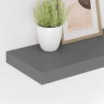 Rafturi de perete, 2 buc., gri extralucios, 60×23,5×3,8 cm, MDF
