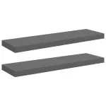 Rafturi de perete, 2 buc., gri extralucios, 80×23,5×3,8 cm, MDF