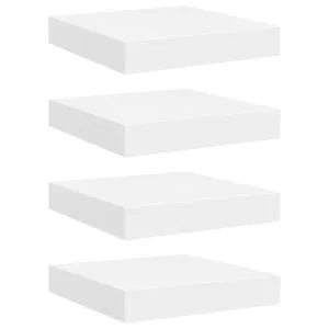 Rafturi de perete suspendate, 4 buc., alb, 23×23,5×3,8 cm, MDF