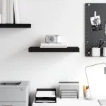 Raft de perete suspendat, negru, 50x23x3,8 cm, MDF