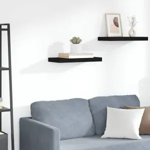 Raft de perete suspendat, negru, 50x23x3,8 cm, MDF