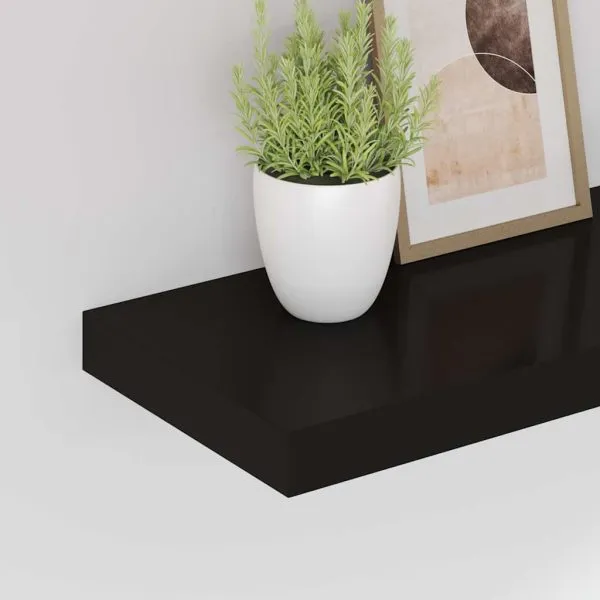 Rafturi de perete suspendate, 4 buc., negru, 50x23x3,8 cm, MDF