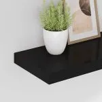 Rafturi de perete suspendate, 2 buc., negru, 60×23,5×3,8 cm MDF