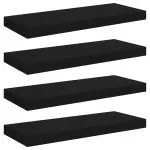 Rafturi de perete, 4 buc., negru, 60 x 23,5 x 3,8 cm, MDF