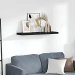 Raft de perete suspendat, negru, 90×23,5×3,8 cm, MDF
