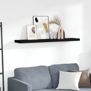 Raft de perete suspendat, negru, 120×23,5×3,8 cm, MDF