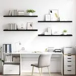 Rafturi de perete suspendate 4 buc. negru 120×23,5×3,8 cm MDF